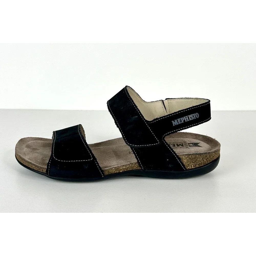 Mephisto Agave Black Bucksoft Anklestrap Comfort Sandal Women's EU‎ 37 US 7
